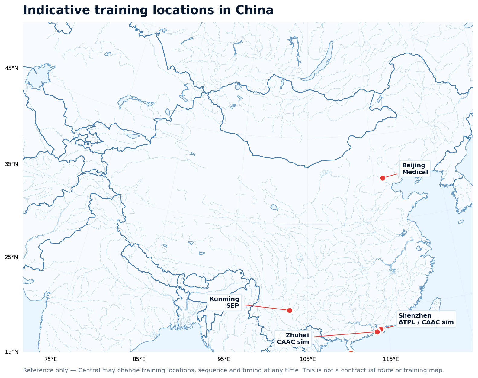 Geographic map of China with key city references